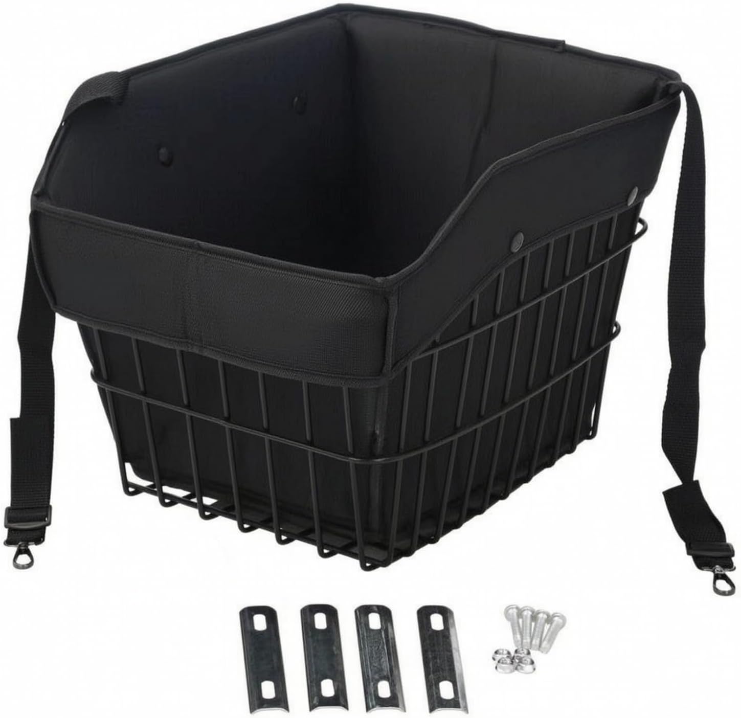 clothLined Bike Basket with Liner, 40x33x28cm, High-Hardness Basket with Inner Liner and Installation Accessories