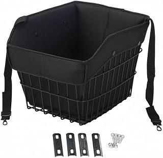 Heavy Duty Wire Bike Basket, 40x33x28cm, High-Hardness Basket with Inner Liner and Installation Accessories