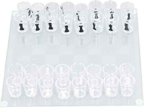 Shot Glass Chess Set, Drinking Game Board with 32 Shot Glass Chess Pieces Chess Cup Game Set for Fun Parties and Travel, Odorkleno7chsvxry