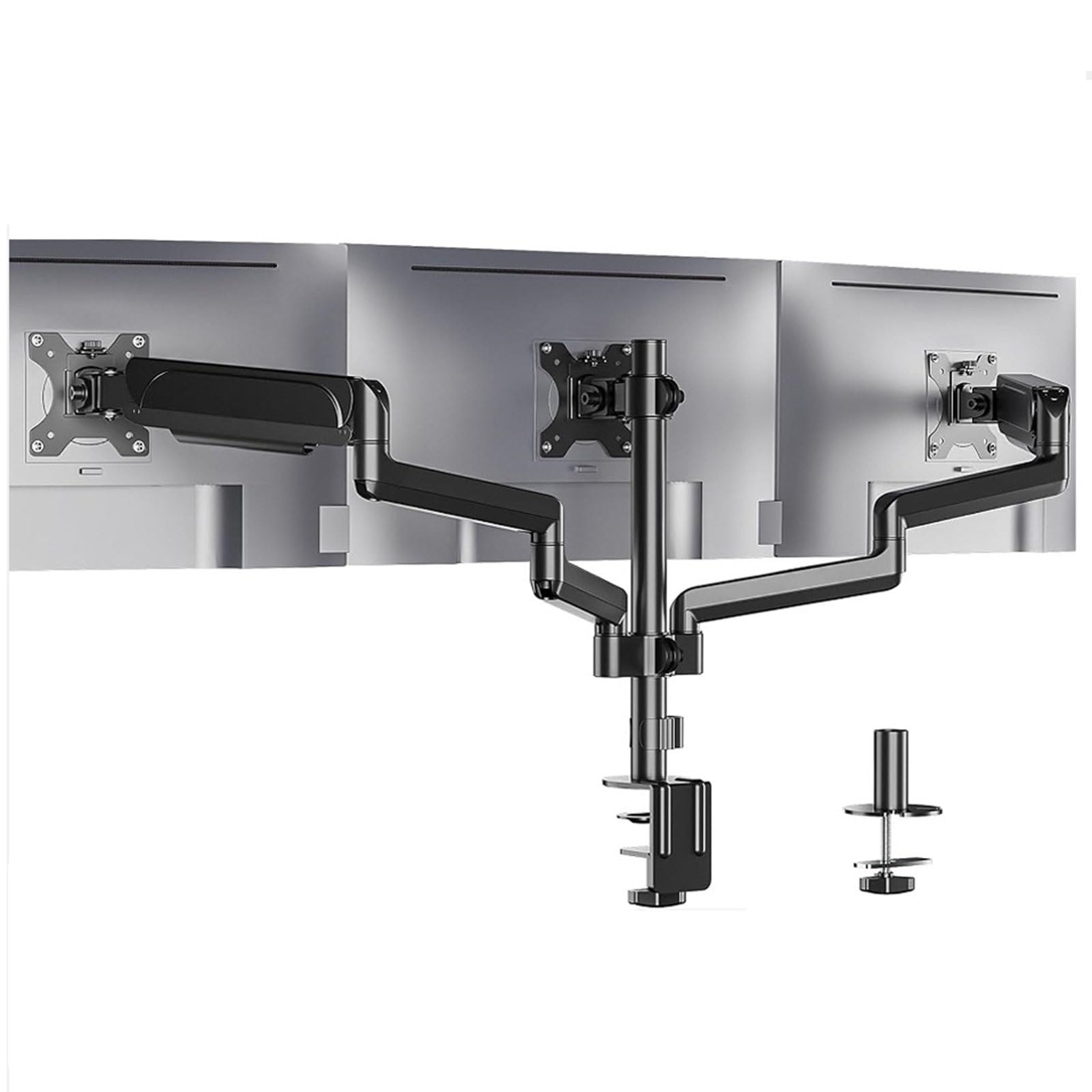 Support Pour Triple éCran – Fixation De Bureau Avec Bras Unique Supportant Jusqu'à 15,4 Lb (Env. 7 Kg) – Compatible éCrans 27″ – Inclinaison RéGlable à 35°/90°/180°
