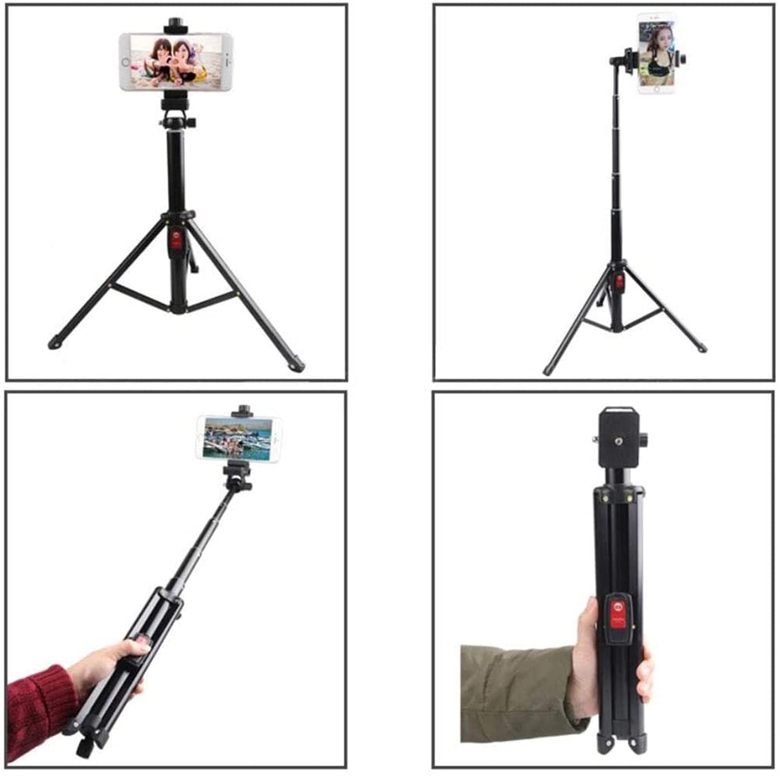 Selfie Tripod,Selfie Bluetooth de Aluminio Extensible con Soporte Remoto inalámbrico y trípode