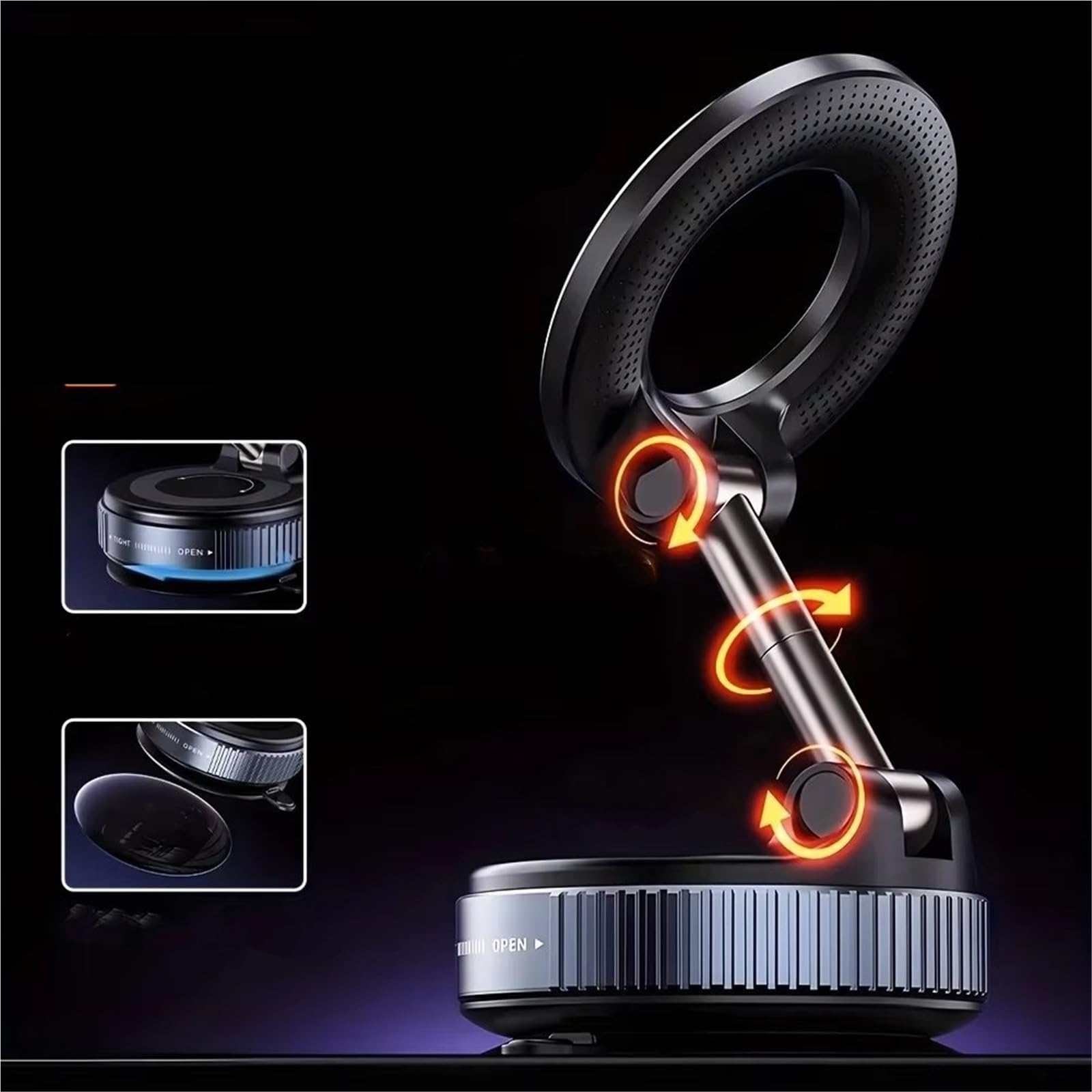 Soporte Magnético Universal Teléfono Rotación 360° Y Ventosa Parabrisas Delantero Compatible Ambos Lados Soporte Móvil Coche