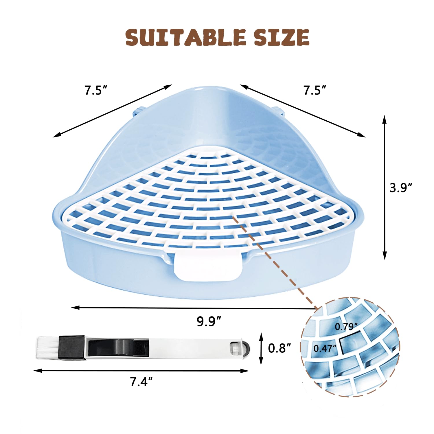 Rabbit Litter Box Bunny Corner Toilet Box for Hamster Ferret Rat Cage Pan 3.9” x 7.5” x 7.5” for Small Animals Traine Tray - image 2