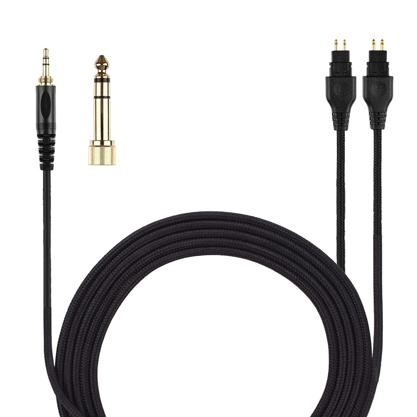 [Upgrade] Replacement Audio Cable Compatible with Se-n-n-he-i-s-er HD650, HD600, HD580, HD660S, HD58X, HD565, HD545, HD535, Massdrop HD6XX Nylon Braided Headphones 1.2meters/4feet (Black)