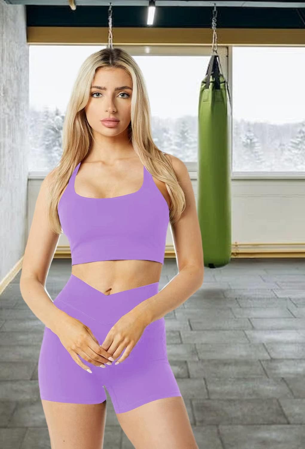 Workout Sets for Women,Two Piece Sexy Crossover Shorts Matching Set Cut One Shoulder Crop Tank Top 2 Piece Outfits 4 Packs - Image 5