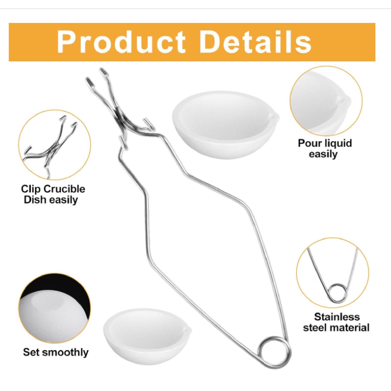 Set Crogiolo Al Quarzo da 250 G, 150 G, 100 G con Supporto in Acciaio Inossidabile, per Fondere Oro, Argento, Rame, Ideale per Gioiellieri e Metalmeccanici