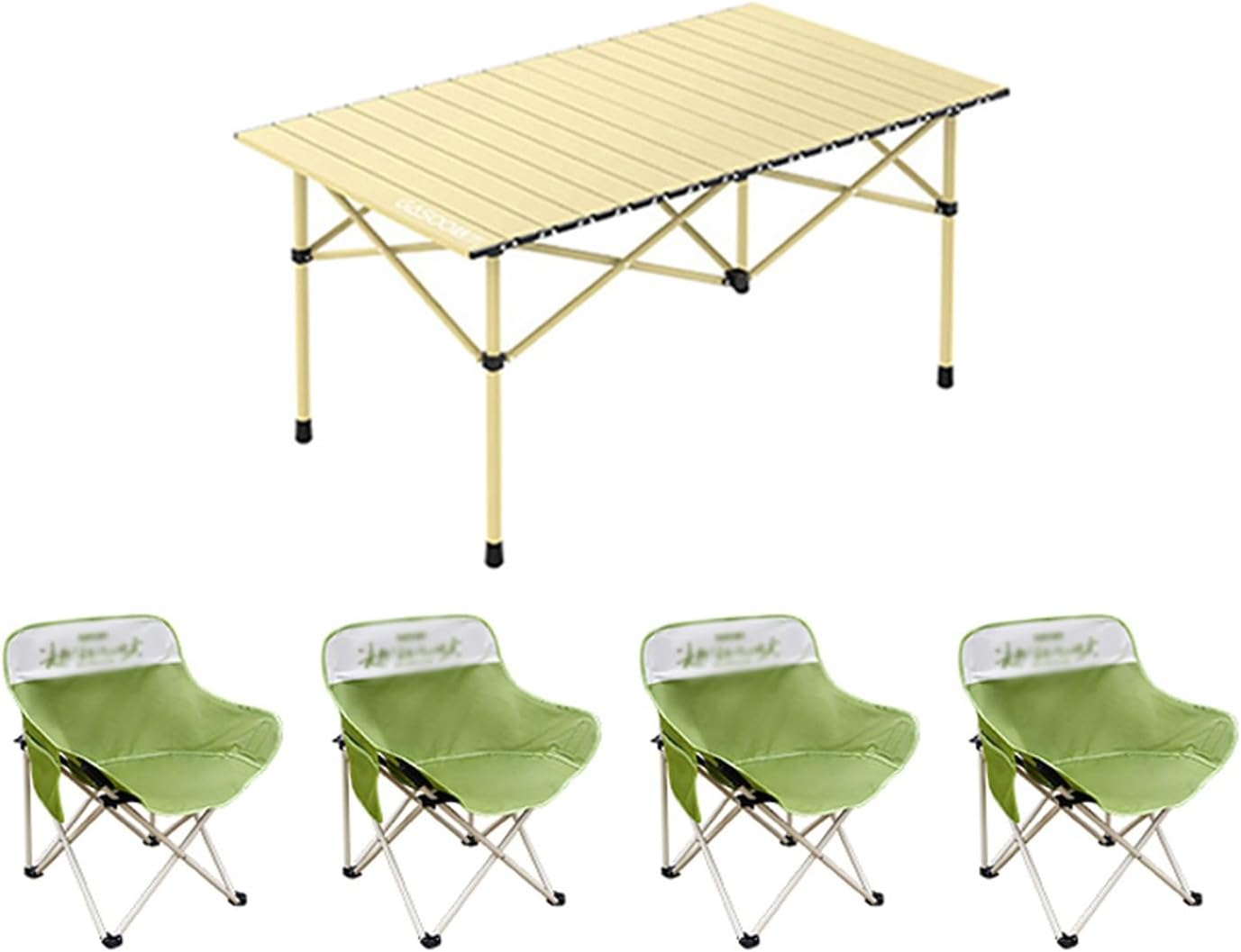 Picnic Table and Chairs Set，Camping Portable Folding Table & Chairs，Comes with A Carrying Bag, Suitable for Indoors, Outdoors, Camping, Picnics, and Backyards.(Green,120CM+4 Chairs)