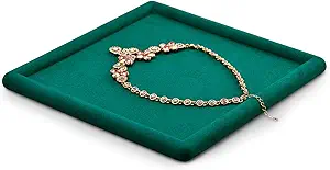 Microfiber Jewelry Tray Jewelry Display Trays Stackable Jewelry Organizer Tray Jewelry Trays For Drawer Padded Jewelry Tray for Necklace Bracelets Storage (Green)