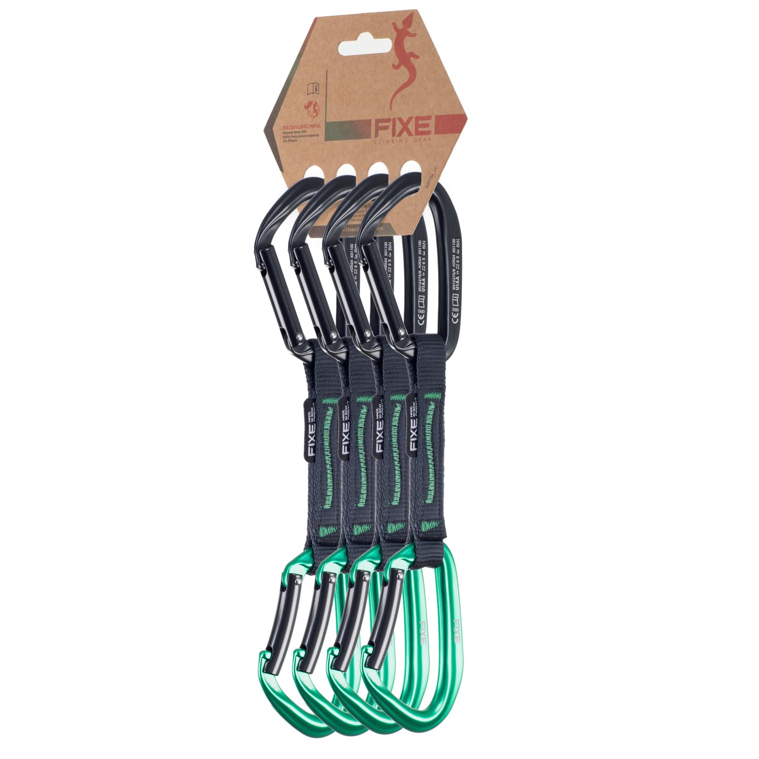FIXE Lot de 4 rubans Express Puput, Dégaine Escalade, mousqueton Keylock et Snagfree, ruban en polyamide ultra résistant, grande maniabilité et sécurité, résistance 22 kN