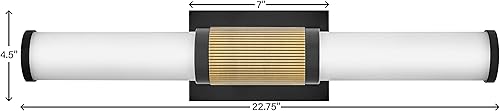 Miniatura 9 de Hinkley 50062BK-LCB Zevi - Lámpara LED mediana para tocador de baño, barra de baño de ópalo grabado, moderno puño de dos tonos, se monta vertical u