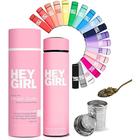 Hey Girl! Premium-Grade Stainless Steel Water Bottle with Built-In Tea Infuser