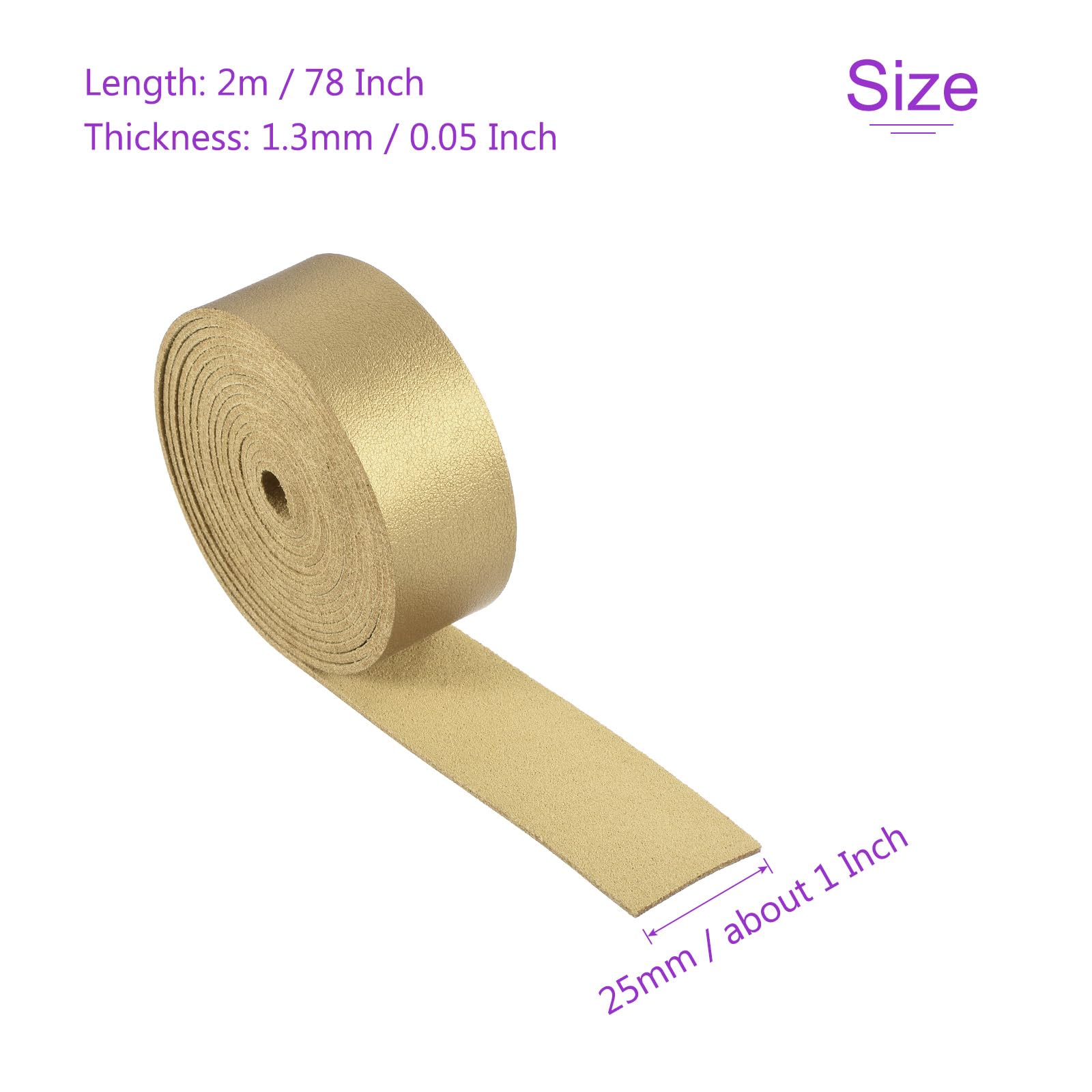 DMiotech Yellow Faux Leather Strap 1 Inch Wide 78 Inch Long Flat Leather Belt Strip 1.3mm Thick Single Sided Cord for Arts Craft DIY Traction Ropes - Image 3