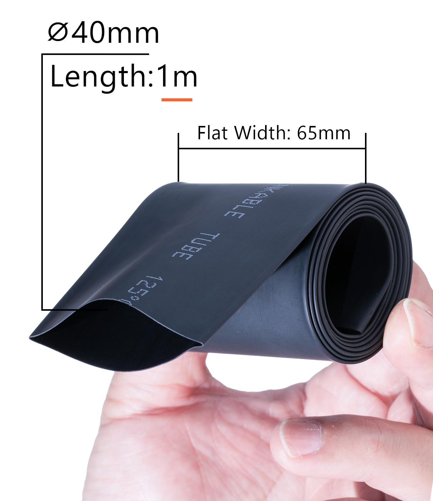 YoiYee Black Heat Shrink Tubing - 40mm Diameter, 2:1 Shrink Ratio, 66mm Flat Width, 2m Length Cable Sleeve - Image 2