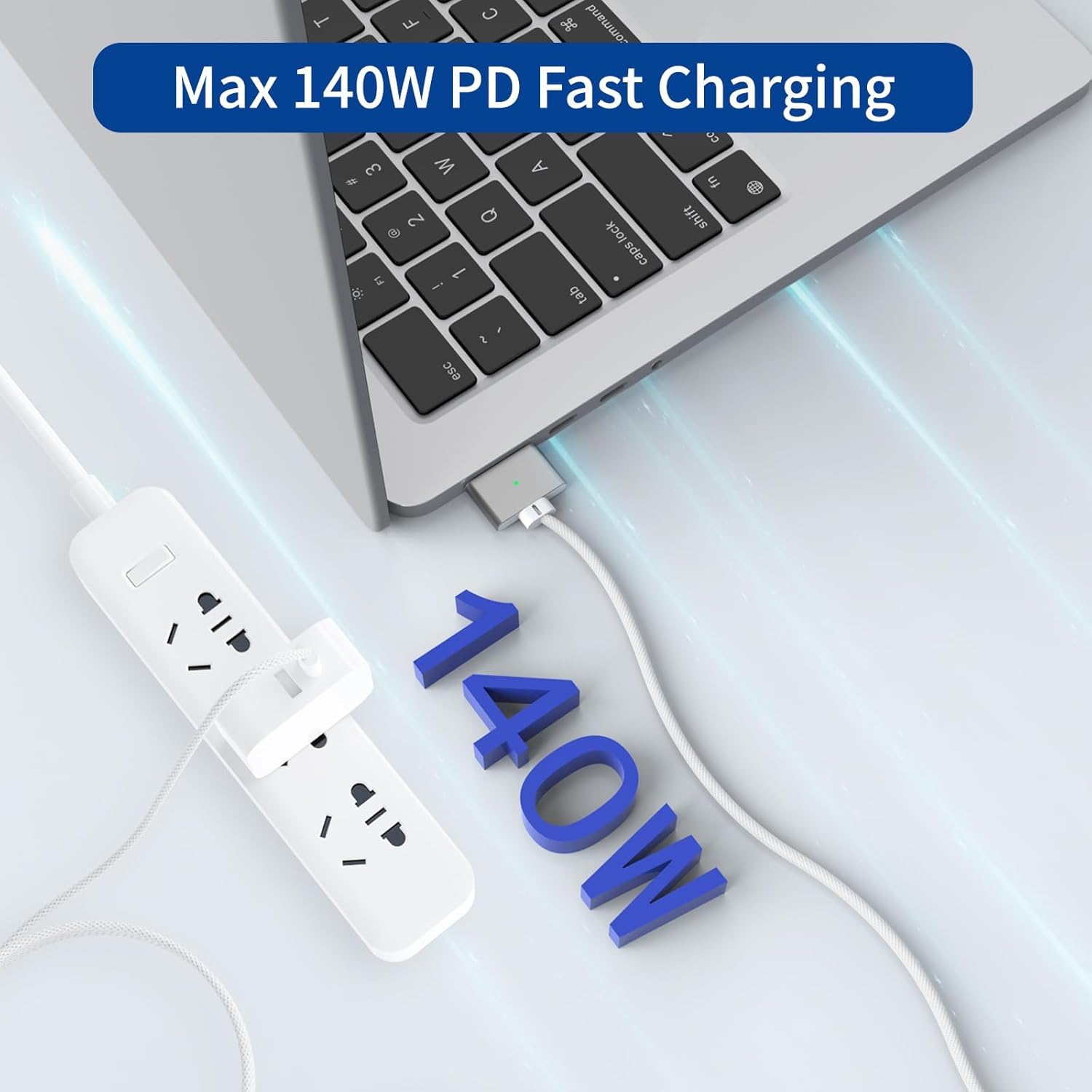 140W USB-C to Magnetic 3 Cable 6.6FT/2M, Compatible with Magsafe Charging Cable for MacBook Air 2024 M3 13 15,Air 2022/2023 M2,Pro 2023 M2 Pro & Max 14 16, Pro 2021 M1 & Max 14 16 White