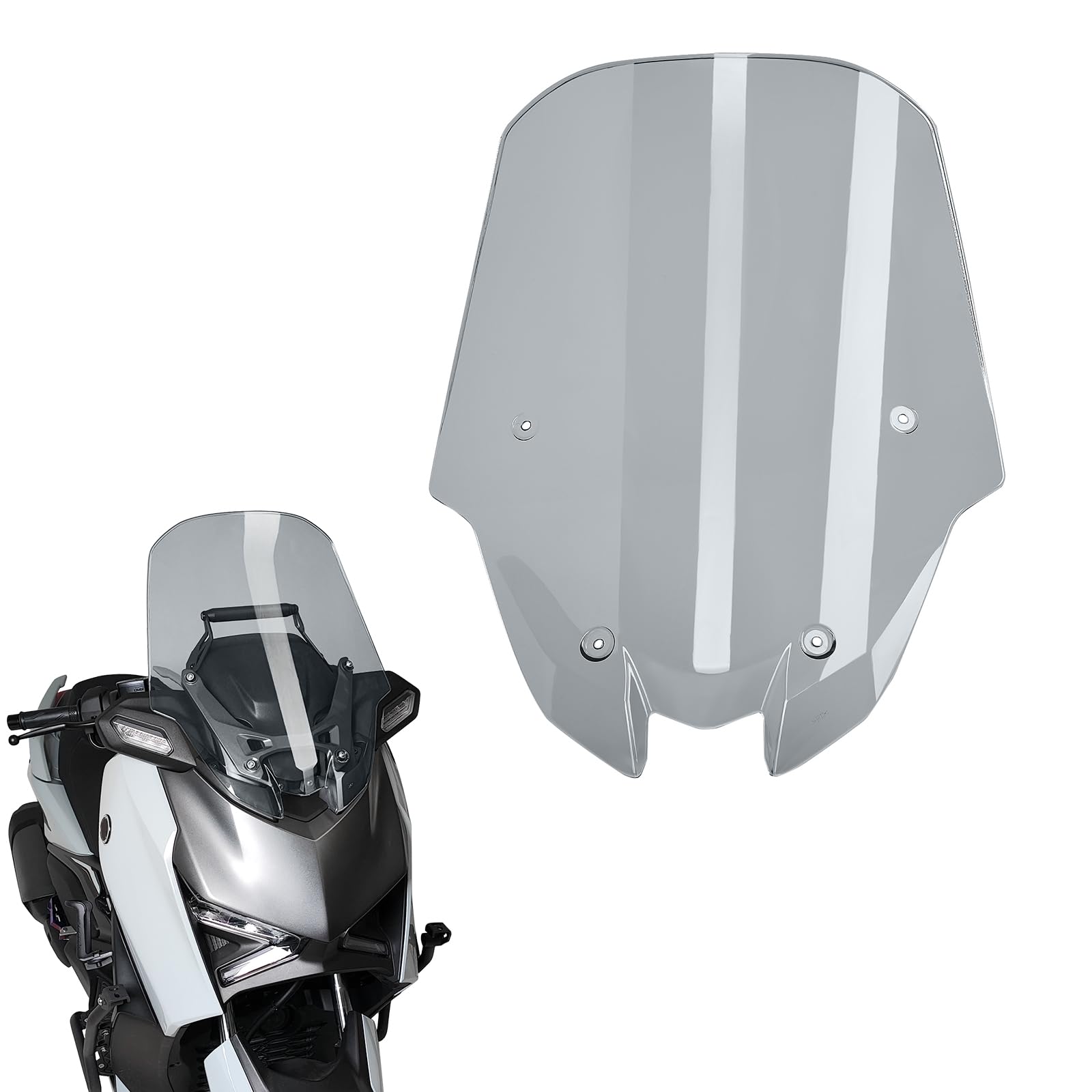 Parabrezza Moto per Yamaha X-MAX 250/300/Tech Max XMAX300 Accessori 2025-2026 - Parabrezza Sportivo Alto, Cupolino Frontale in PC Plastica Visiera (Grigio)