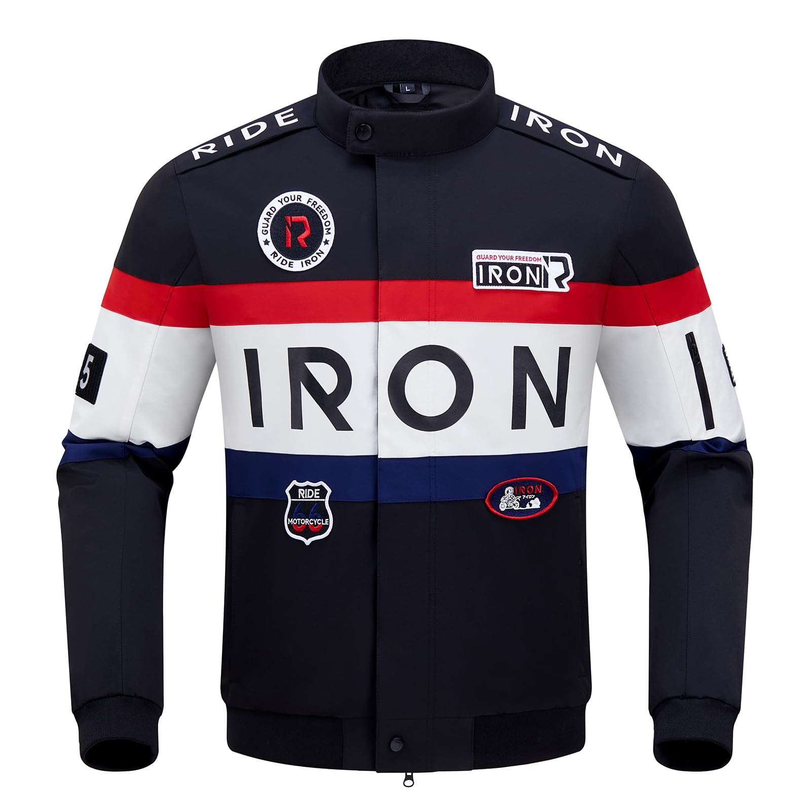 RIDEIRON Motorradjacke Herren mit Protektoren CE – Textil Biker Jacke mit Thermofutter, Stickerei Design, Winddicht Atmungsaktiv, Touring Motorrad Jacke für Frühling Herbst Winter M-XXL