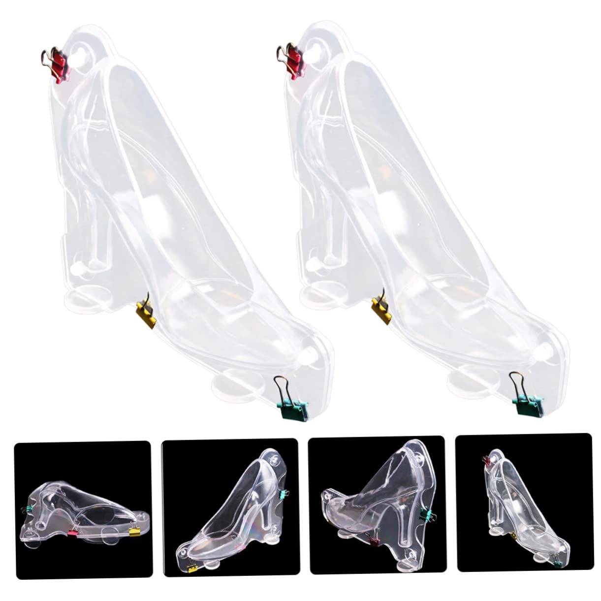 TOPBATHY 6piezas Moldes Transparentes Para Hornear Diseño De Zapato De Tacón Para Postres y Galletas Desmoldeo y Limpieza