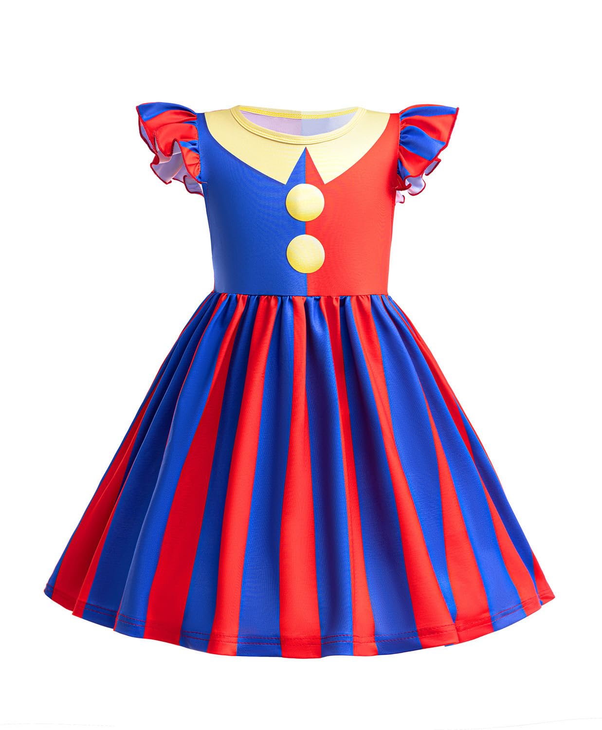 Pomni - Vestito da clown per ragazze, per bambini, motivo: circo digitale