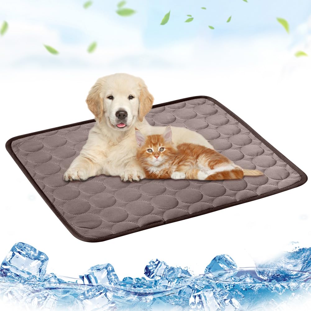 Cooling Pet Mat - Soft Foldable Dog Bed and Cat Cushion for Travel Camping, Summer - 100 x 70 cm Coffee, Coffee colour, XL