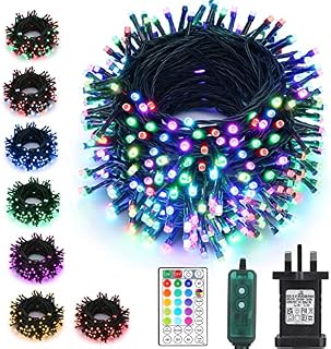 iBaycon Color Changing Christmas Lights, 98ft 300 LED 19 Colors RGB String Lights Outdoor Plug in, Christmas Fairy Lights with Remote & Timer Waterproof for Outside Garden Indoor Wedding Party