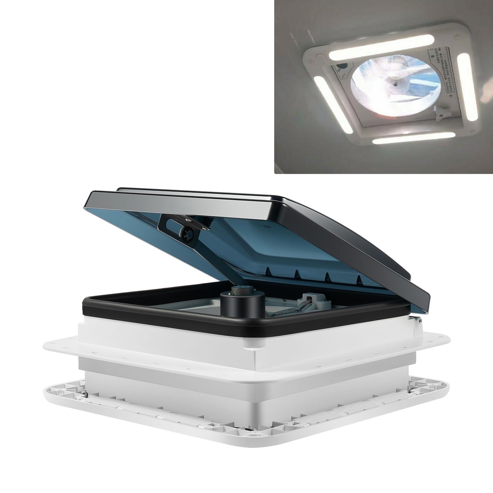 Ventilator Wohnmobil 12V mit LED, RV Dachlüfter Dachventilator | Caravan Fenster Belüftung mit Insektenschutzgitter, Wohnmobil Dachlüftung Leiser Lüfter Entlüftung für Wohnwagen Camper