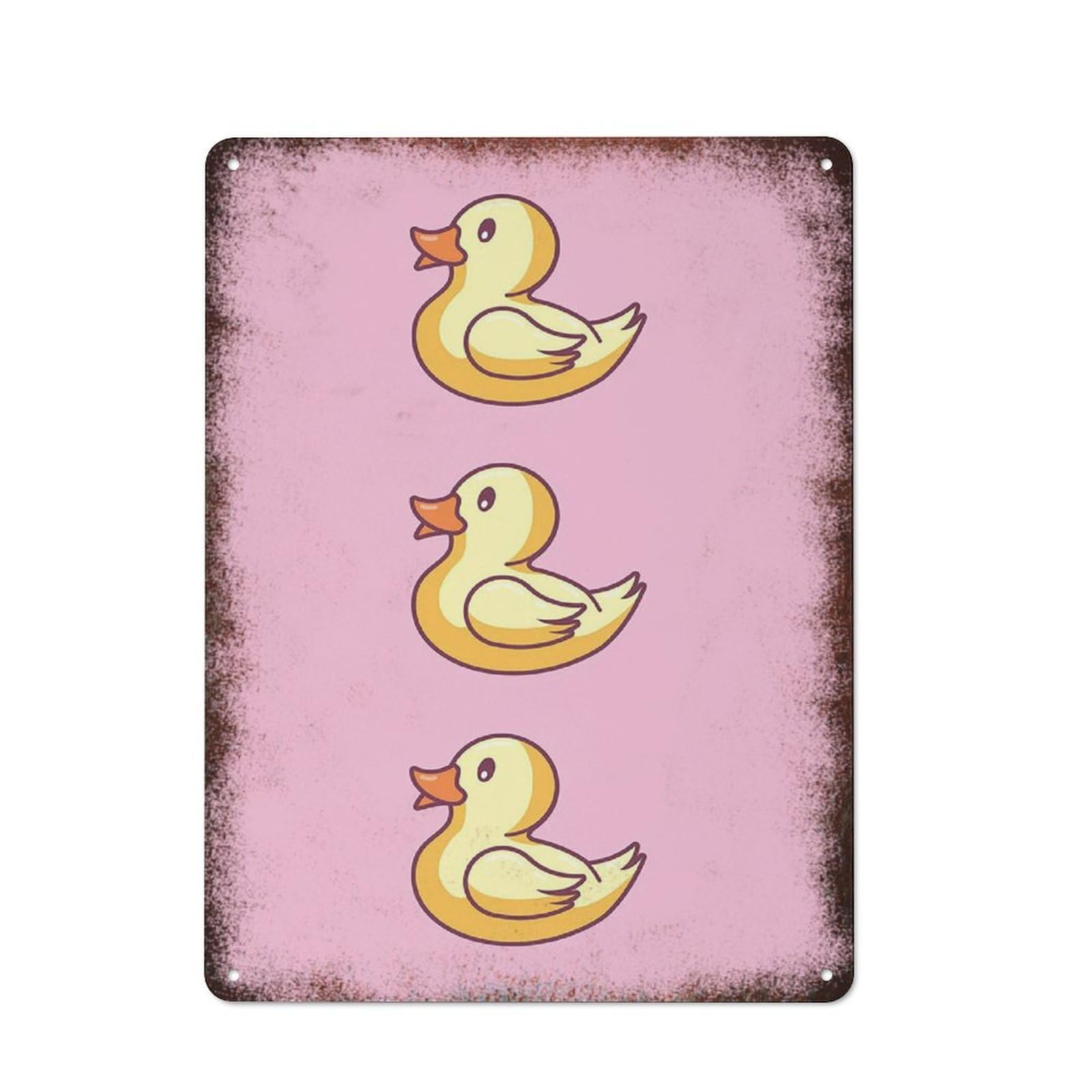 Three Rubber Ducks Retro Metal Tin Sign Poster Plaque for Garage Bar Courtyard Club Farm Bathroom Wall Decor 8x12Inch