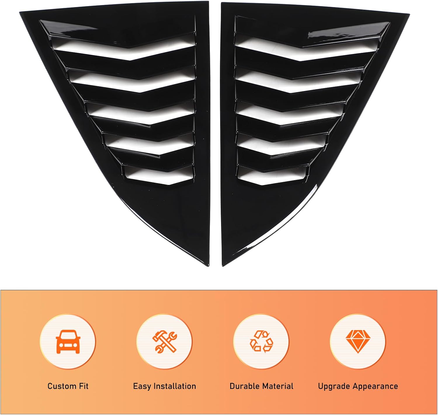 Rear Side Window Louvers Air Vent Cover Compatible with Nissan Z Fairlady 400Z RZ34 2021-2025,ABS Car Rear Triangular Window Louvers Cover Air Deflector Car Exterior Accessories (Glossy Black)