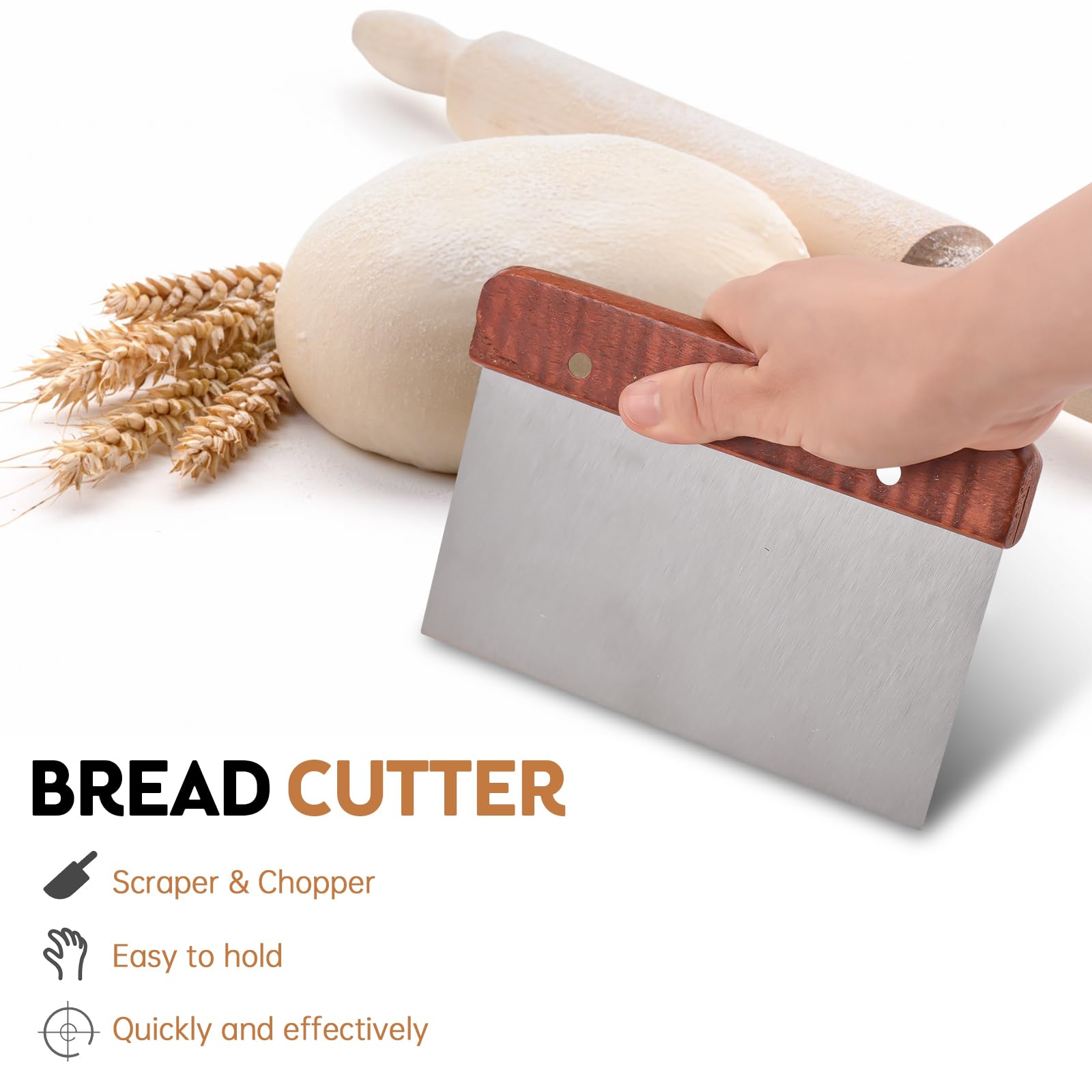 Tissting Brotgärkorb Set, 7 Pcs Gärkörbchen Für Sauerteig Set 24cm Rund 25cm Oval Rattan Sauerteig Gärkorb, Brot Backen Zubehör inkl Teigschaber, Rostmesser, Gärtuch Mehr