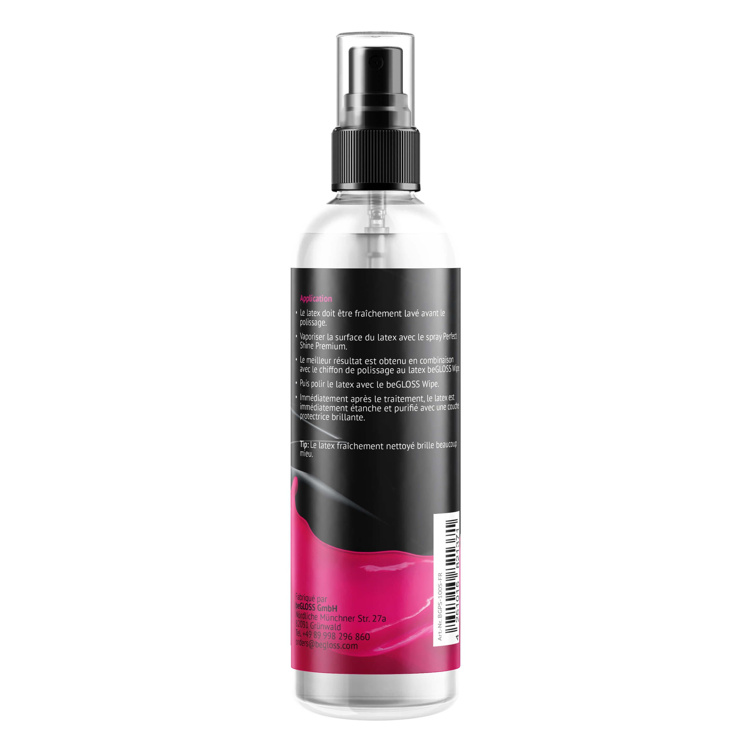 beGLOSS Latex Care KIT 100 - Perfect SHINE PREMIUM SPRAY - Special WASH LATEX - WIPE Small