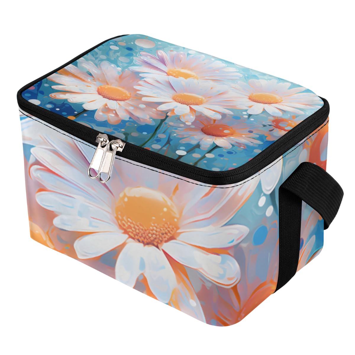 Lunch Bags for Women Men 9 Cans,Watercolor Daisy Hot & Cold Food Delivery Bag Insulated Grocery Bag Insulated Lunch Box Daisy Cooler Bag for Office Work Picnic Beach