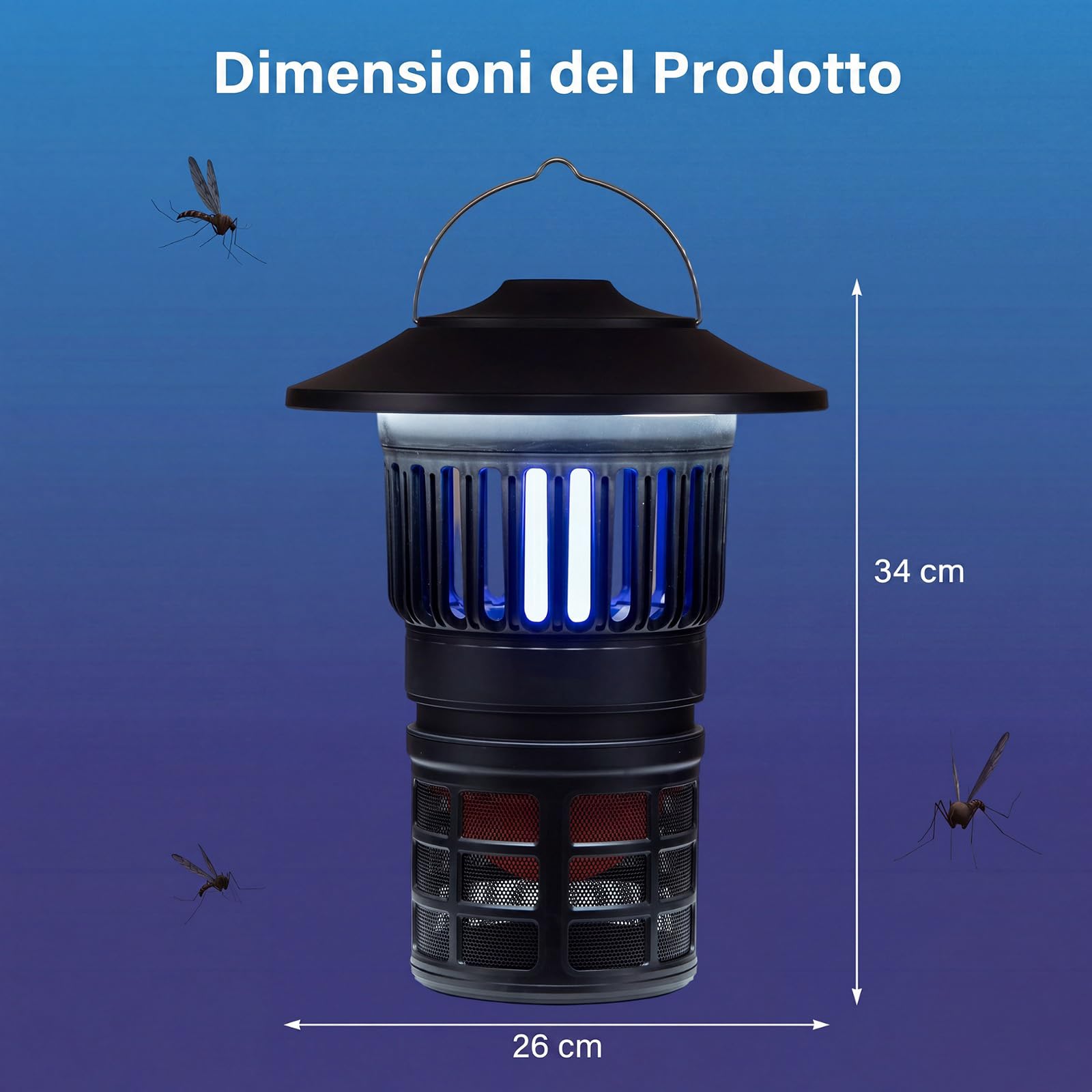 RELAX4LIFE Lampada Antizanzare Elettrica, Luce Regolabile | Zanzariera Ricaricabile e Impermeabile IPX4, Trappola Silenziosa Ammazza Zanzare e Mosche, Portatile per Interno e Esterno