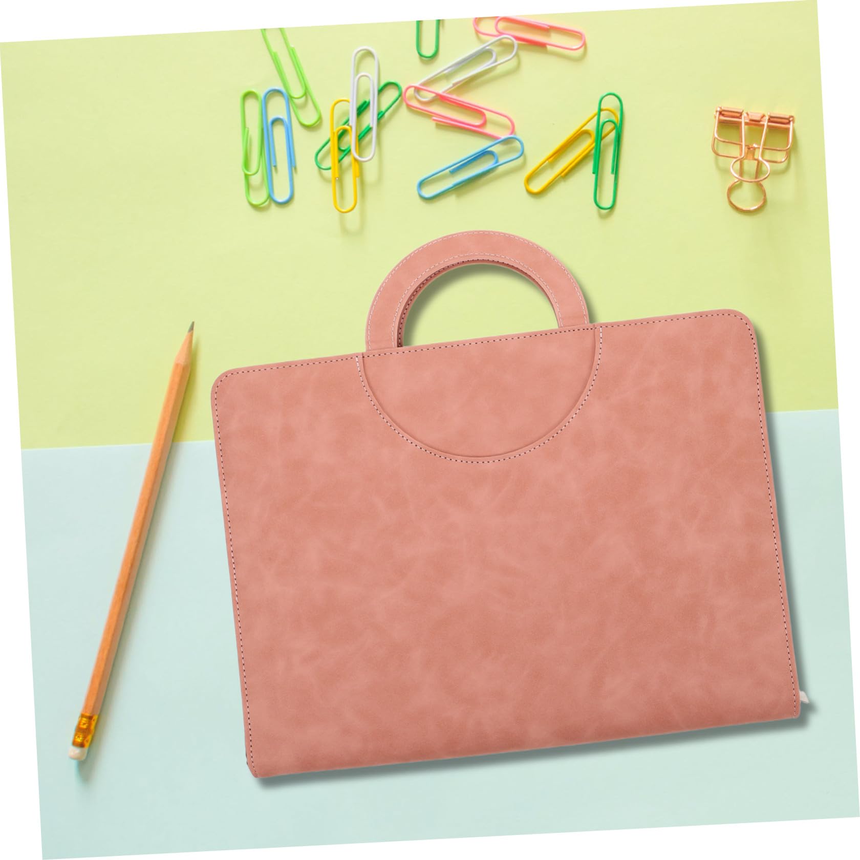 Zerodeko Organizzatore Portatile di Documenti A4 in Pu Rosa con Cerniera Custodia Portadocumenti Cartella con Zip da Viaggio per Certificati, Passaporto e Documenti Personali