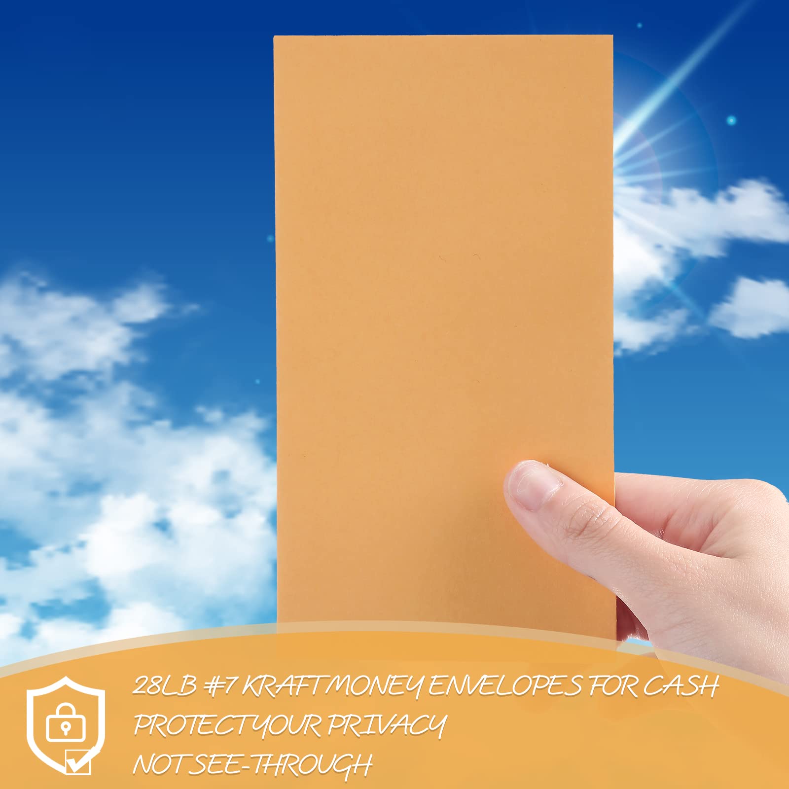 Taobary Lot de 1000 enveloppes autocollantes #7 pour pièces de monnaie - Enveloppes gommées pour sceller les graines - 8,9 x 16,5 cm - 12,7 kg - Pour pièces de monnaie, reçus (kraft)