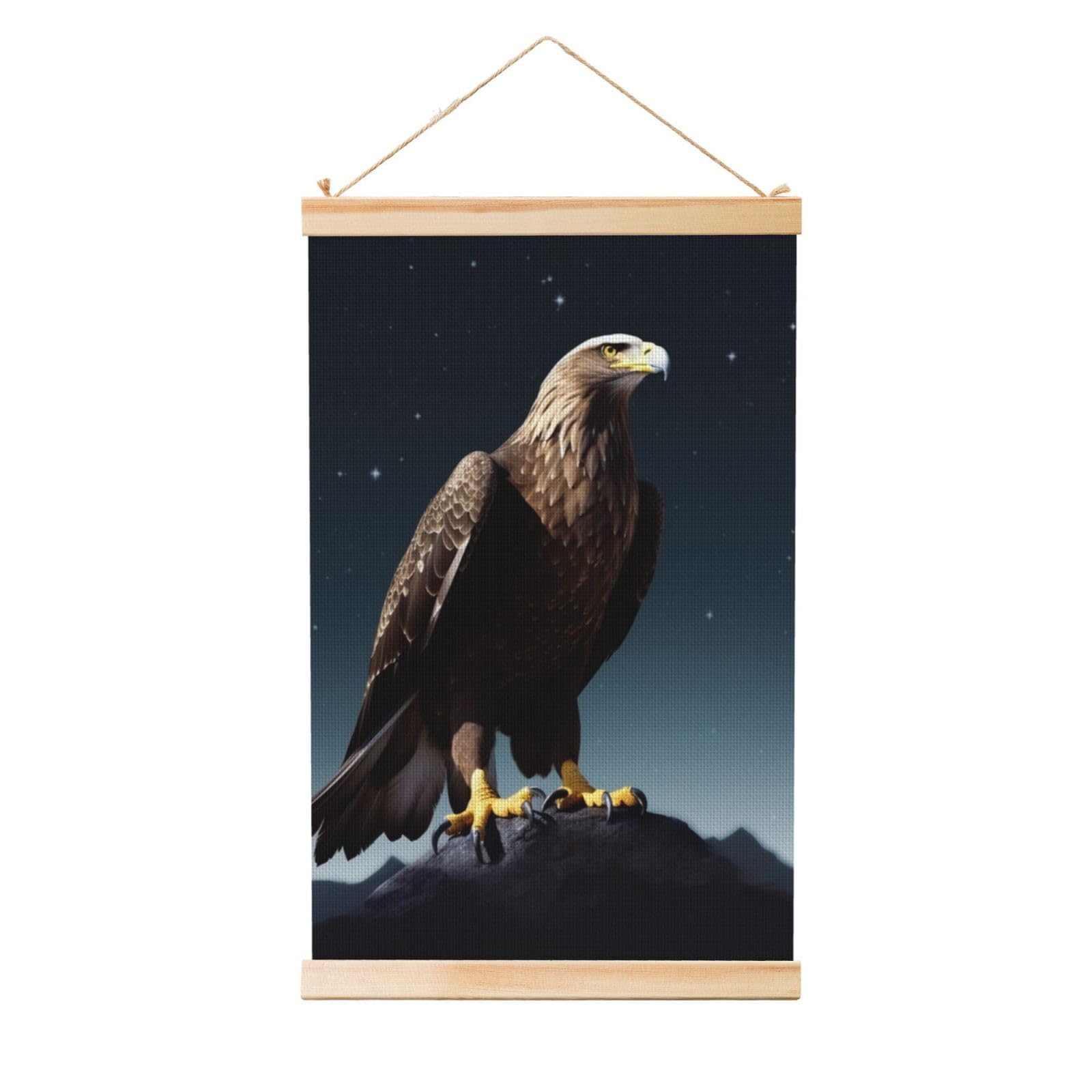 Eagle under the stars Posters Wooden Shaft Hanging Poster Canvas Prints Scroll Wall Art Painting Vintage Wall Banner Modern Artwork Decor for Home Decor Ready to Hang 20"x30"