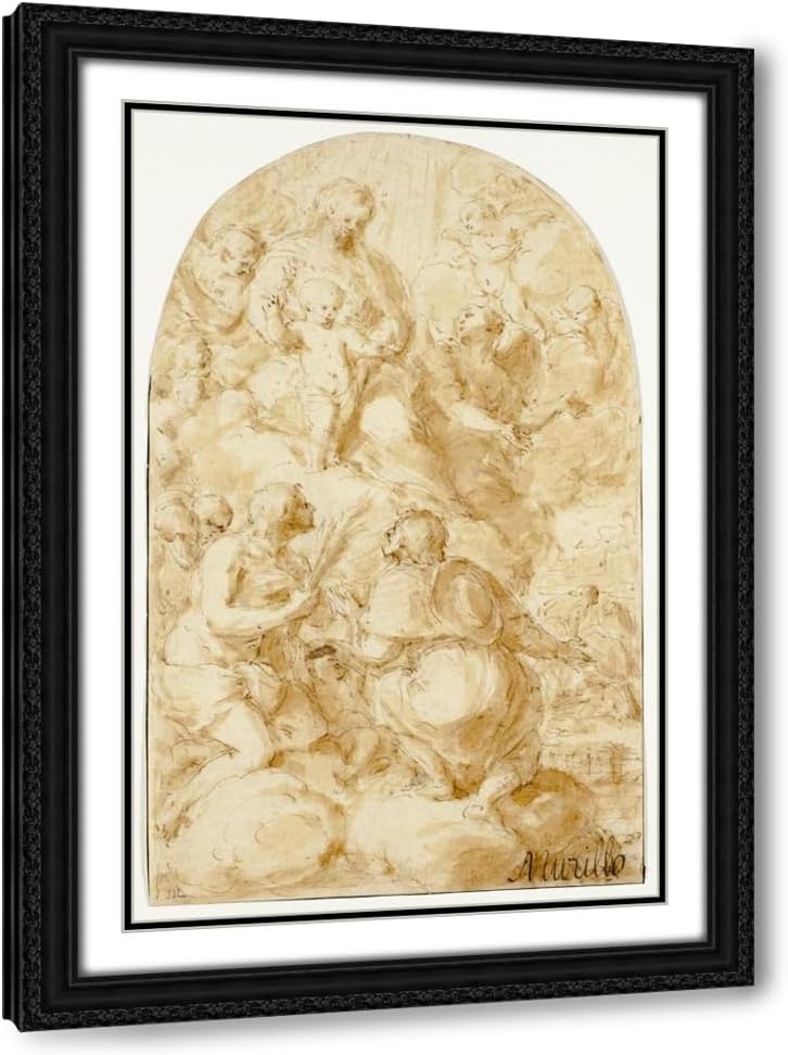 ArtDirect Virgin Mary with the Christ Child in the Clouds (1601-1700) Custom Framed Art Print Giclee Print or Canvas Options with Various Sizes and Customization by Bartolomé Estebán Murillo