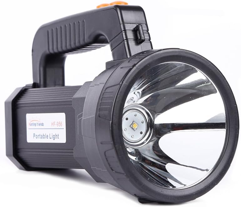Rechargeable Searchlight Handheld 3 Modes LED Tactical Flashlight with CREE L2 Spotlight 6000 Lumens Ultra-long Standby Electric White Light Torch with USB OUTPUT (Black)
