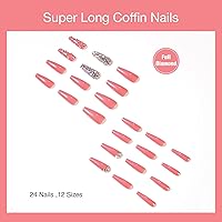 Vista 2 de Juego de manicura de uñas francesas acrílicas, reutilizable, 12 tamaños, kit de 24 uñas