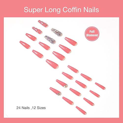 Miniatura 2 de SAGEBIO Juego de manicura de uñas francesas acrílicas, reutilizable, 12 tamaños, kit de 24 uñas