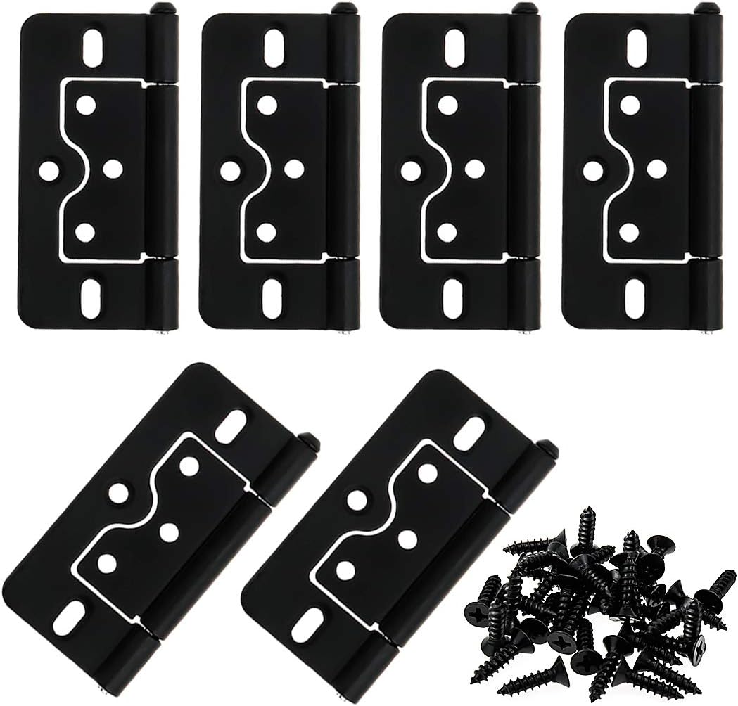LC LICTOP 2in Small Butt Hinge Non Mortise Bifold Iron Hinge for Wooden Box Toolbox Jewelry Cases Light Duty Applications Black 4Pcs