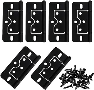 LC LICTOP 3 Inches Non-Mortise Door Hinges Black Butterfly Door Hinges 6pcs