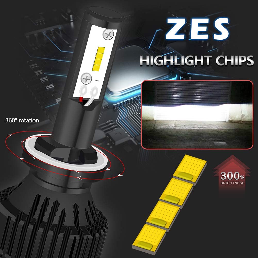 880 H27 Kit de Conversion D'ampoules de Phare Ampoules à LED Super Brillantes 16000LM 16 puces XHP50 Blanc Pur 6500K étanche, DC 9-32V, Garantie de 2 Ans (Pack de 2)