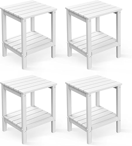 Miniatura 37 de GREENVINES Adirondack - Mesa lateral para exteriores, 14 x 13 pulgadas, plástico HDPE, para todo tipo de clima, ártico, mesas auxiliares exteriores