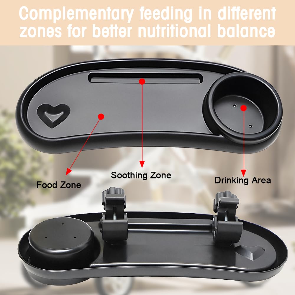 Bandeja Para Cochecito, 3 en 1 Bandeja para Refrigerios para Cochecitos con Clip Ajustable, Bandeja de Aperitivos para Cochecito, Portavasos para Cochecito, Accesorio Universal para Cochecitos