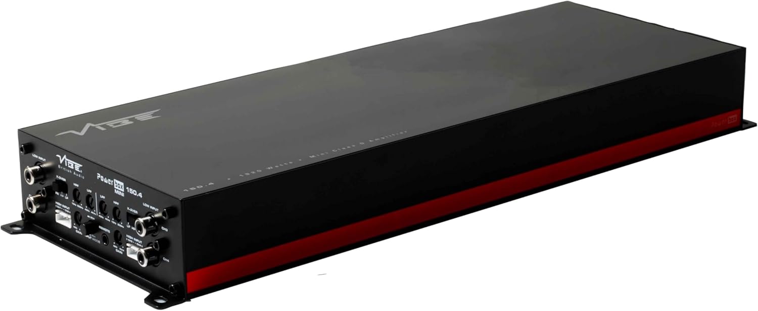 Vibe by Proscenium PB150.4M-V0 Amplifier for Car Audio: 4-Channel Mini Class D Amplifier, High-Powered 4 X 150 Watts, High-Level Inputs and AutoSense for Easy OEM Integration, Black Vibe by Proscenium PB150.4M-V0 Amplifier for Car Audio: 4-Channel Mini Class D Amplifier, High-Powered 4 X 150 Watts, High-Level Inputs and AutoSense for Easy OEM Integration, Black