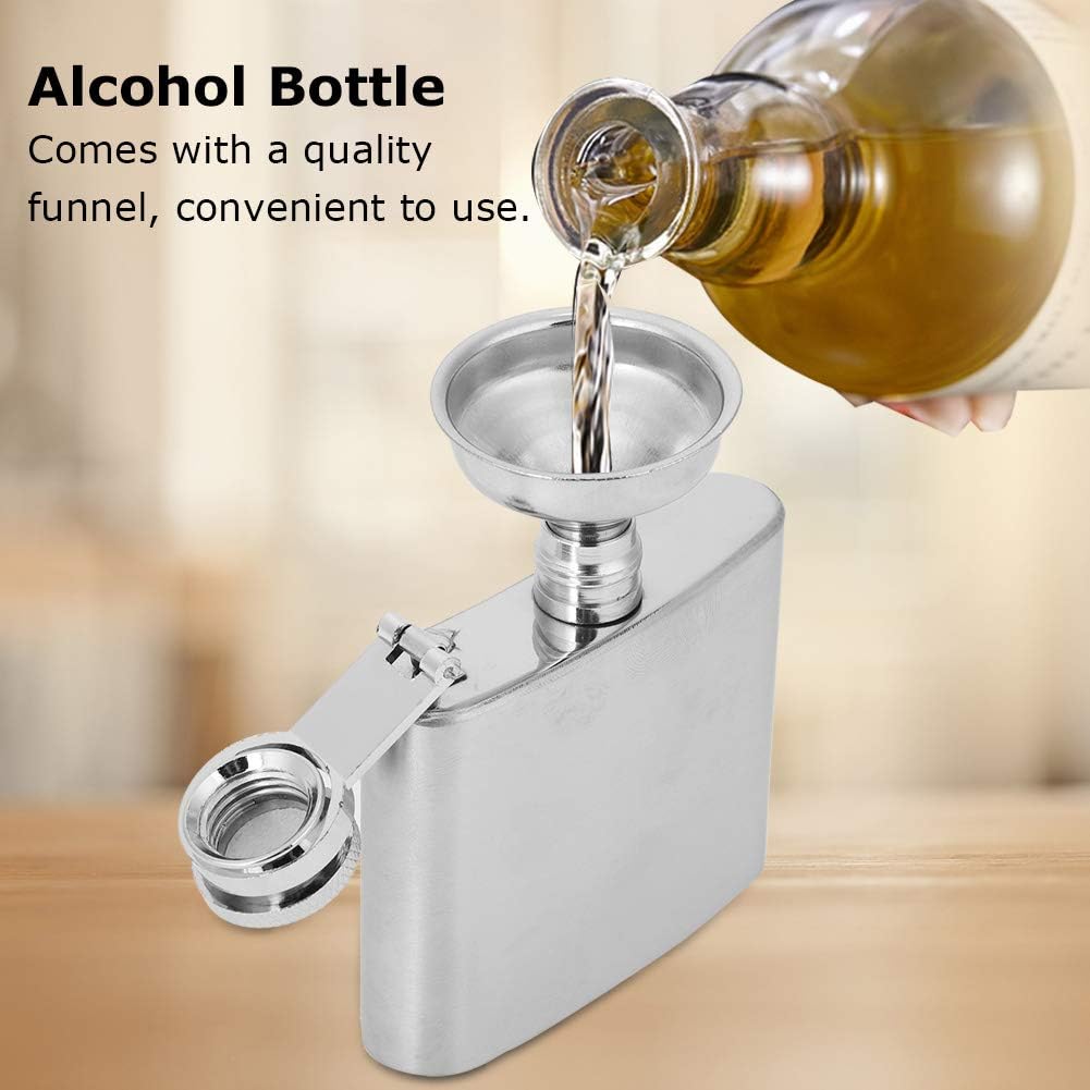 Stainless Steel Whiskey Flask, Portable Leakproof Drinking Flask Set for Men and Women with Funnel for Whiskey Vodka Tequila Rum Travel Outdoor Adventure (2 oz jug + 1 funnel)