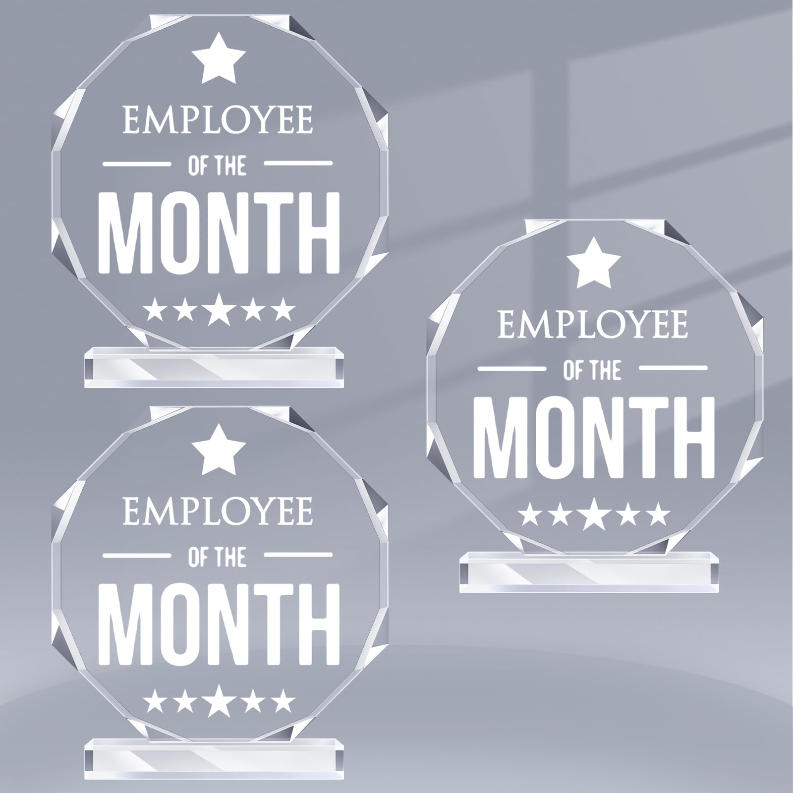 Roowest 3 Pcs Employee of The Month Plaque Employee Appreciation Gifts Inspirational Acrylic Plaque Award Keepsake Reward for Teacher Nurse Coworkers Colleague Volunteer Office Supplies