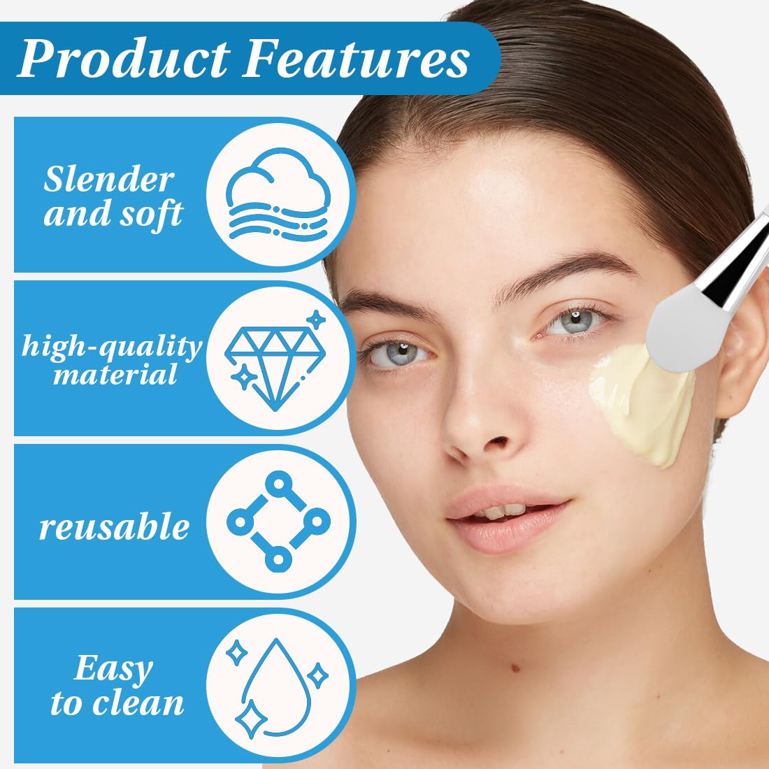 Set di 4 Pennelli per Maschere, Pennello per Maschere in Silicone, Adatto per Maschere, Maschere per Occhi, Sieri, Maschere Detergenti o Prodotti di Cura della Pelle Fai da Te