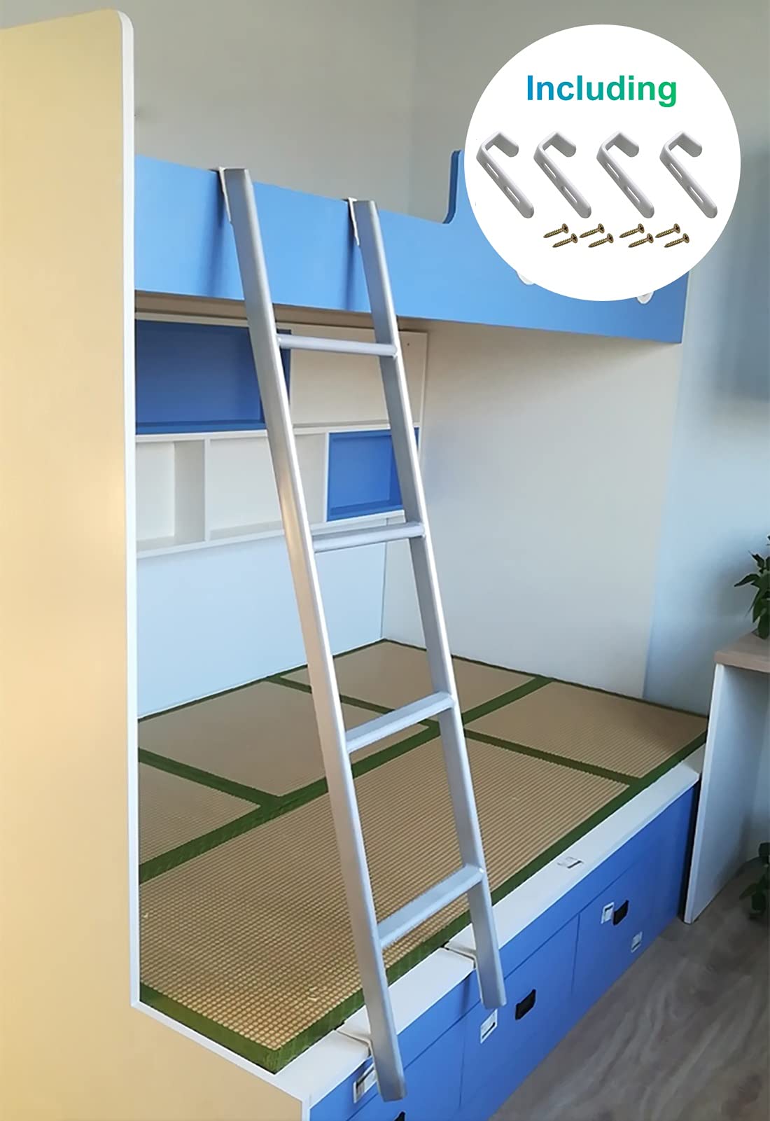 Regulowana metalowa drabina na łóżko piętrowe 114 cm / 127 cm / 149 cm - wytrzymała nośność 150 kg - drabina schodowa loft do kampera, samochodu, łodzi, podwójnych łóżek - idealna do domu, akademików