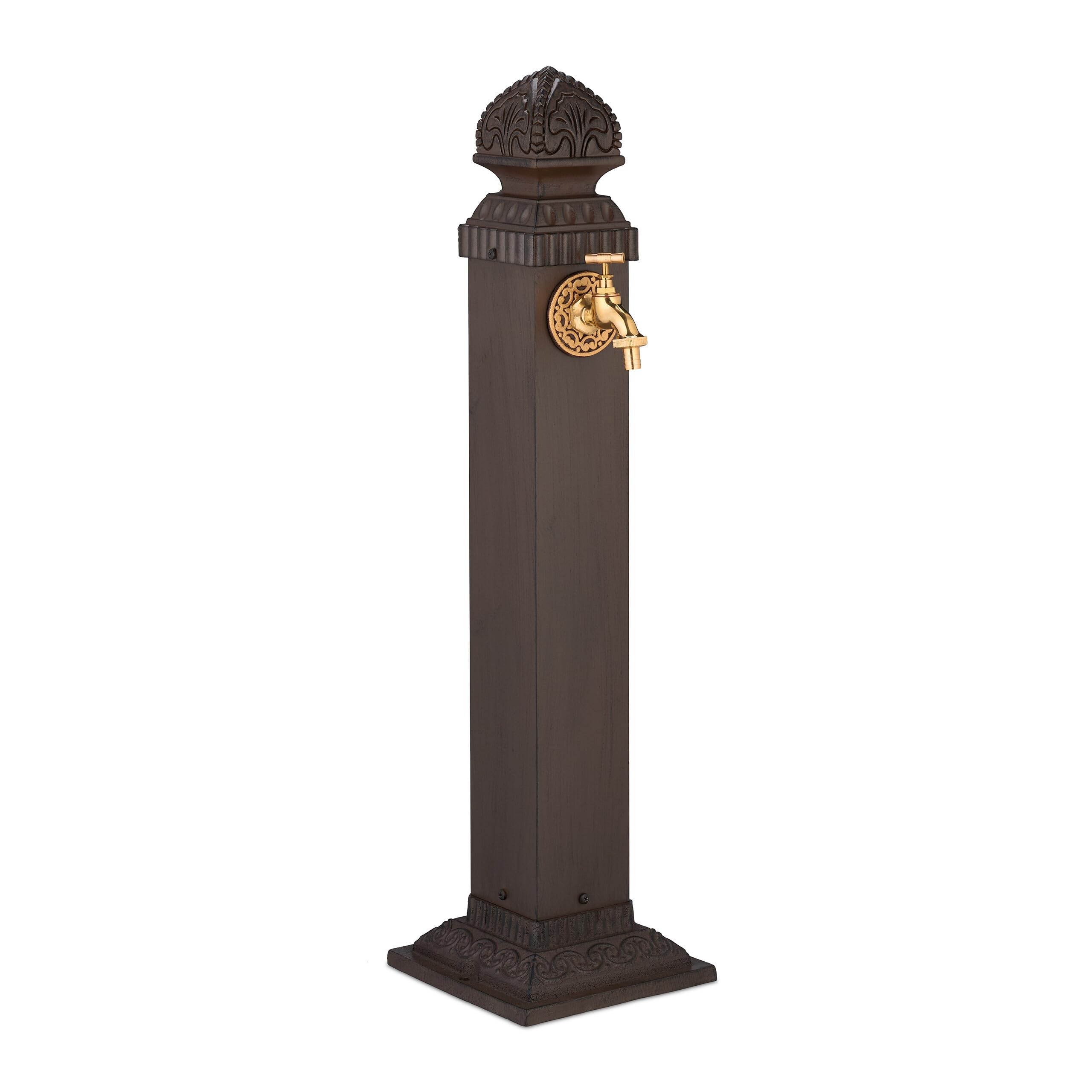 Relaxdays Fontaine extérieure pour Le Jardin ou la terrasse, Robinet, Design Antique, HxLxP 81 x 21 x 24,5 cm, Marron