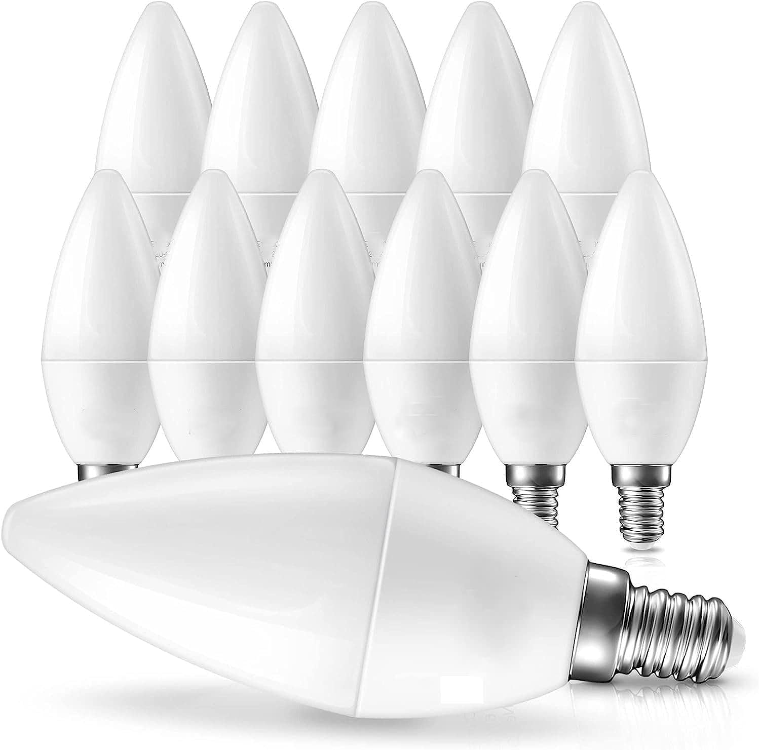 Zellux 10 Pack E14 LED Candle Lights, E14 LED Bulbs, Cool White,7W